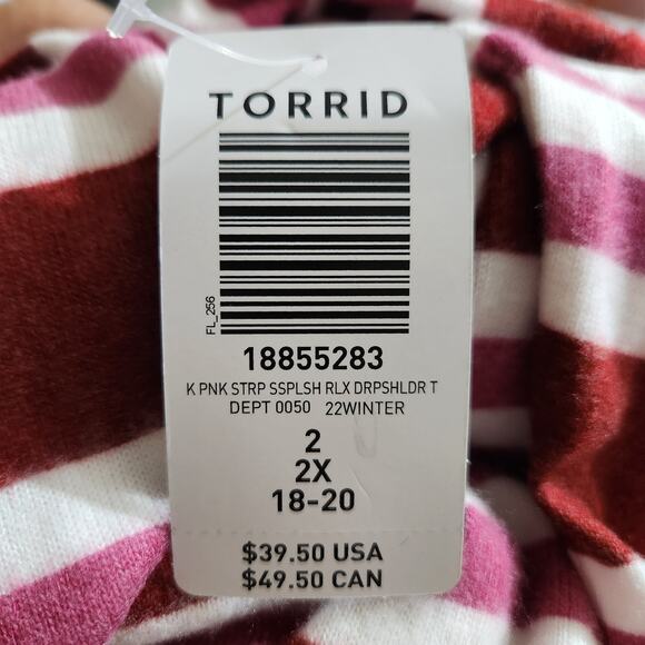 Torrid Top Relaxed Fit Super Soft Plush V-Neck Drop Shoulder Pink Size 2X New - Picture 12 of 14